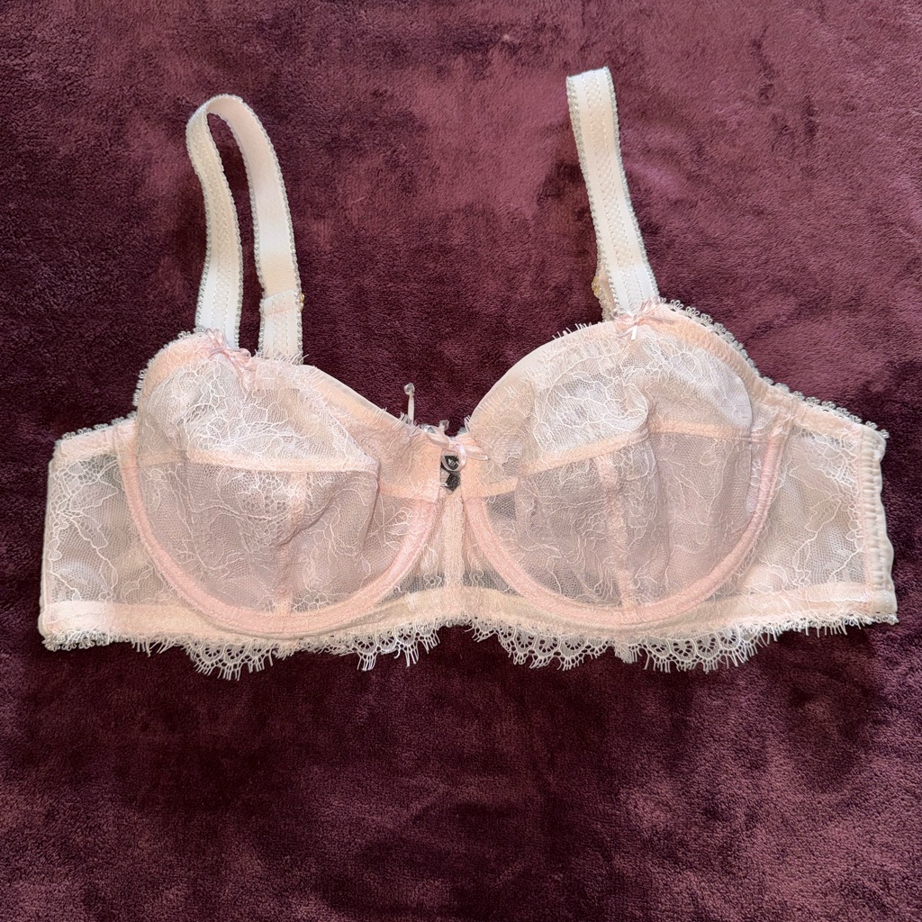 Ashley Graham Delicate Lace Bra - Light Pink